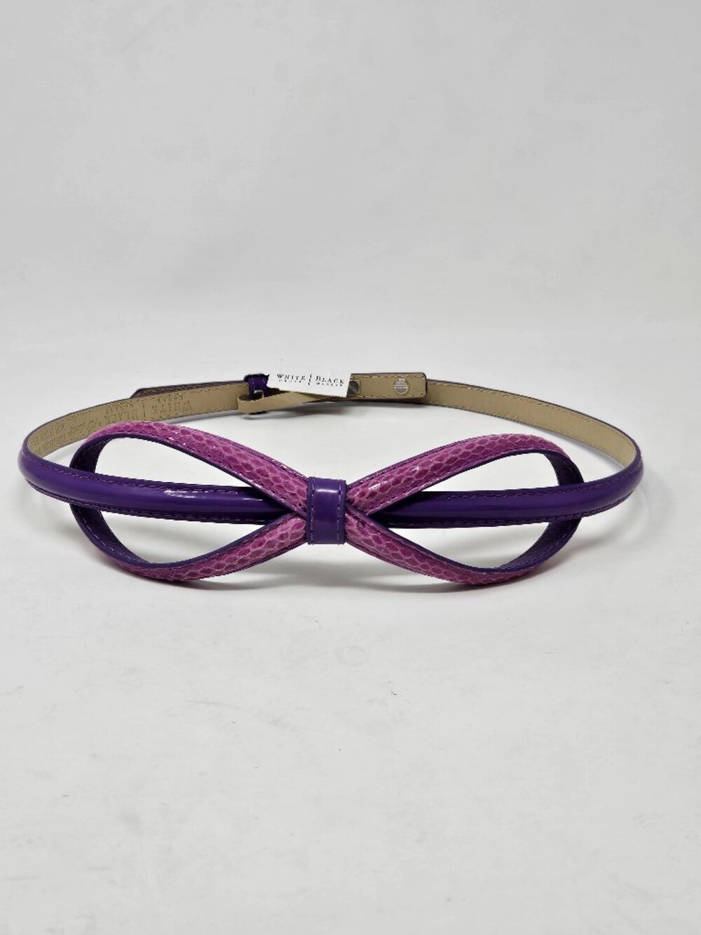 NWT White House Black Market Size Small Purple Pink Snake Print Bow Belt MRP $38